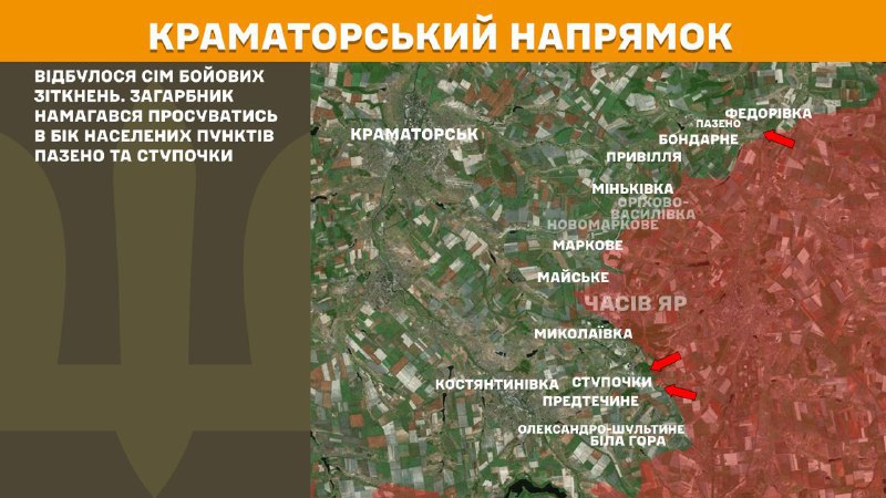 At Kramatorsk direction clashes yesterday near Pazeno and Stupochky, - General Staff of Armed Forces of Ukraine reports