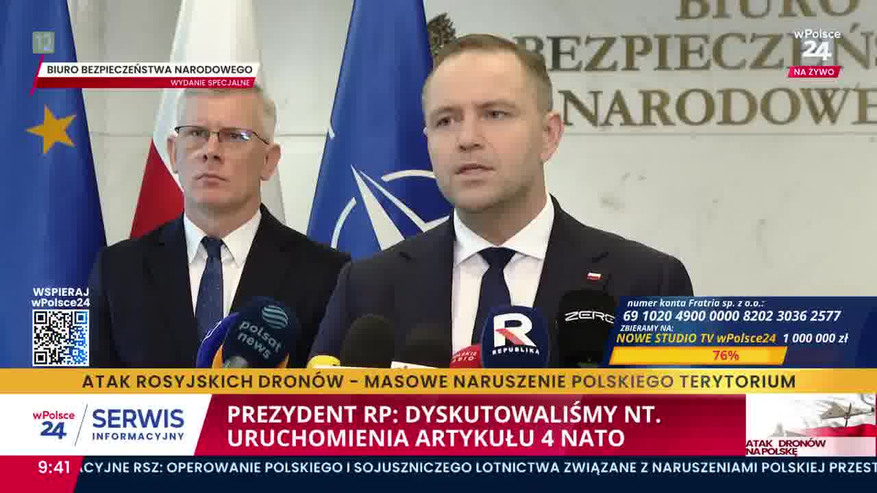 President @Nawrocki25: We discussed the possibility of activating NATO Article 4. I will convene the National Security Council within 48 hours.