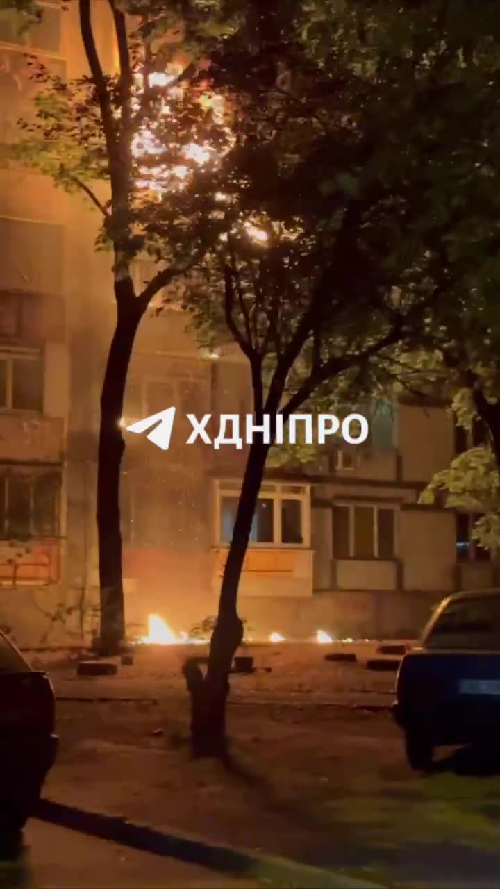 Fire at residential house in Dnipro city after suspected ballistic missile strike