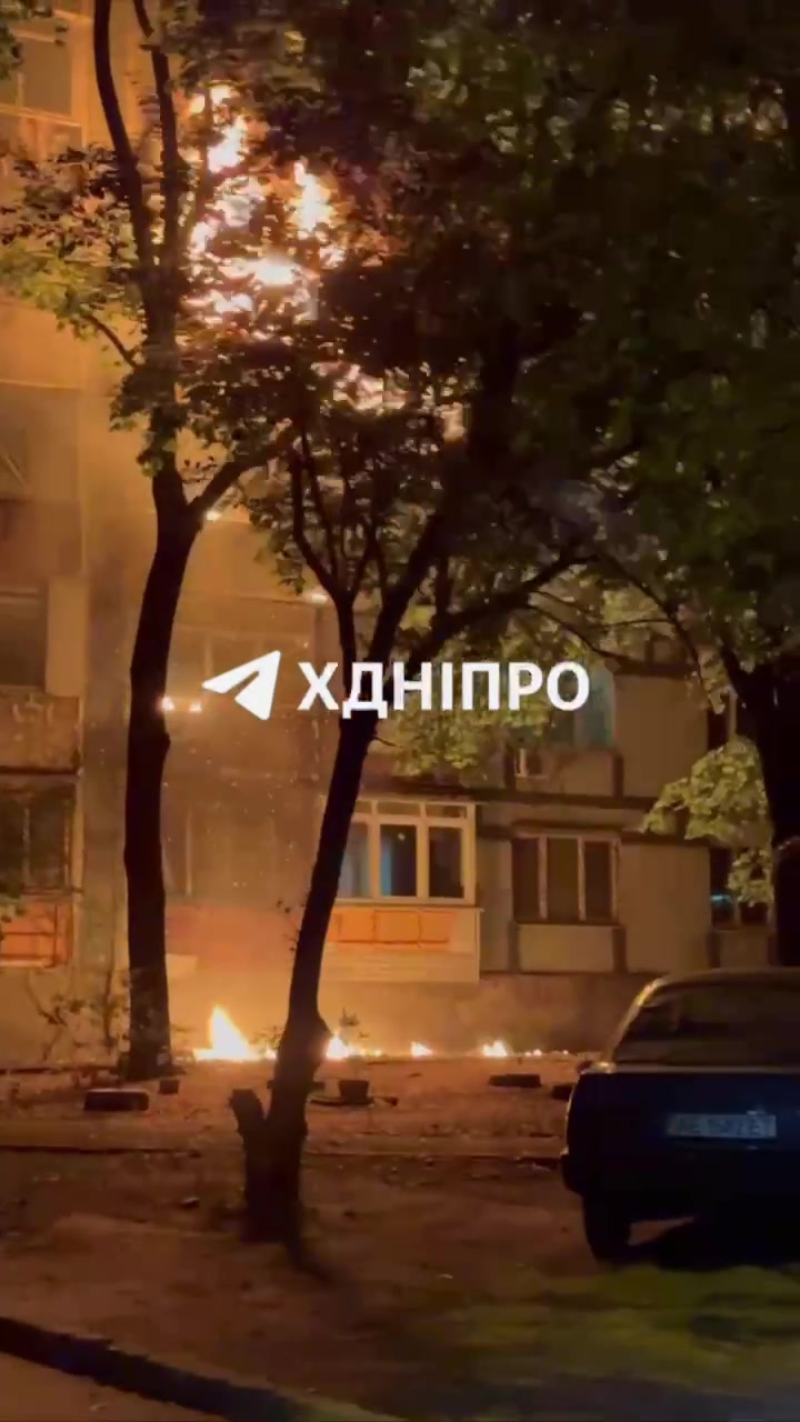 Fire at residential house in Dnipro city after suspected ballistic missile strike