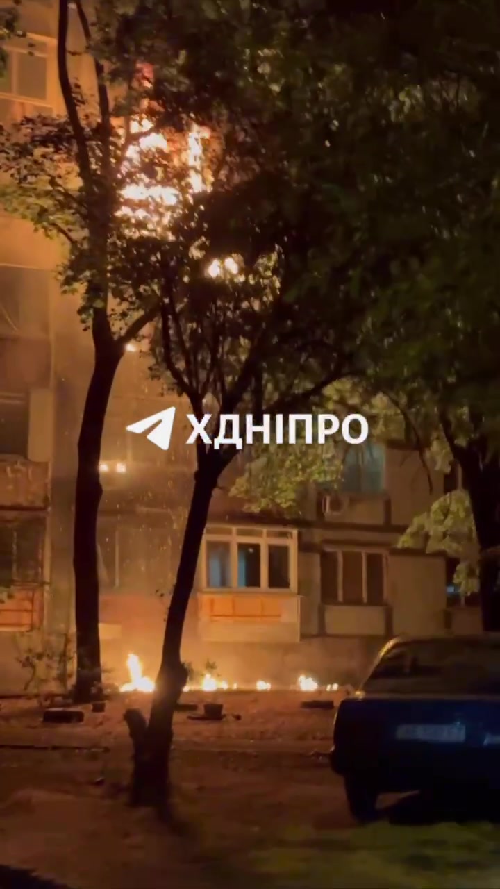 Fire at residential house in Dnipro city after suspected ballistic missile strike
