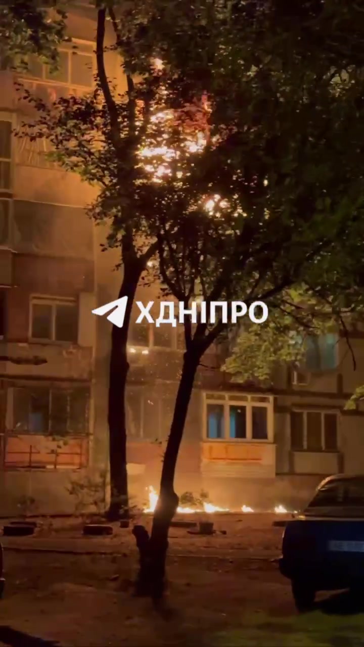 Fire at residential house in Dnipro city after suspected ballistic missile strike