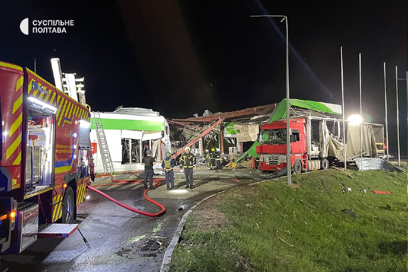 6 people wounded as result of drone strike at the fuel station in Poltava district