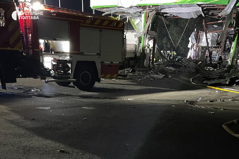 6 people wounded as result of drone strike at the fuel station in Poltava district