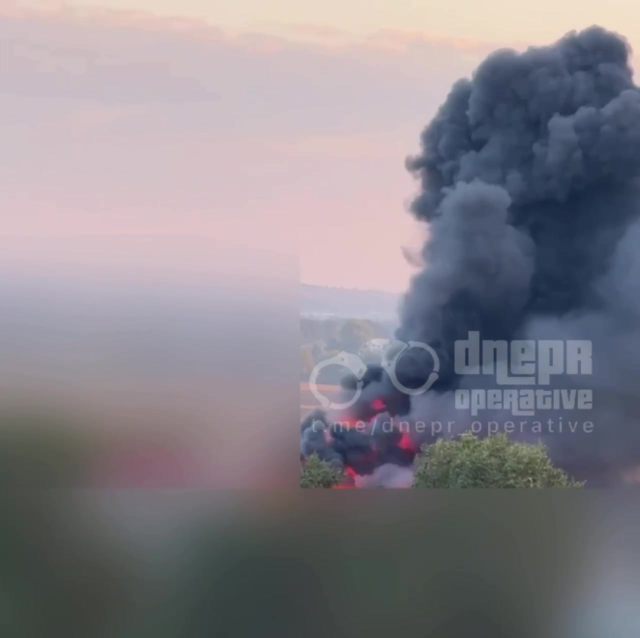 Large fire in Dnipro city as result of missile strike
