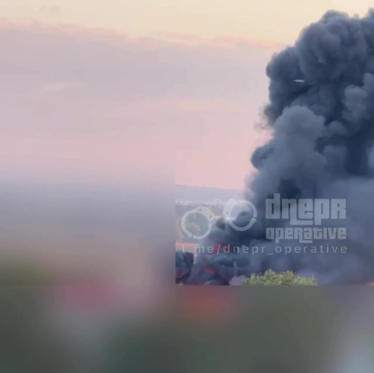 Large fire in Dnipro city as result of missile strike