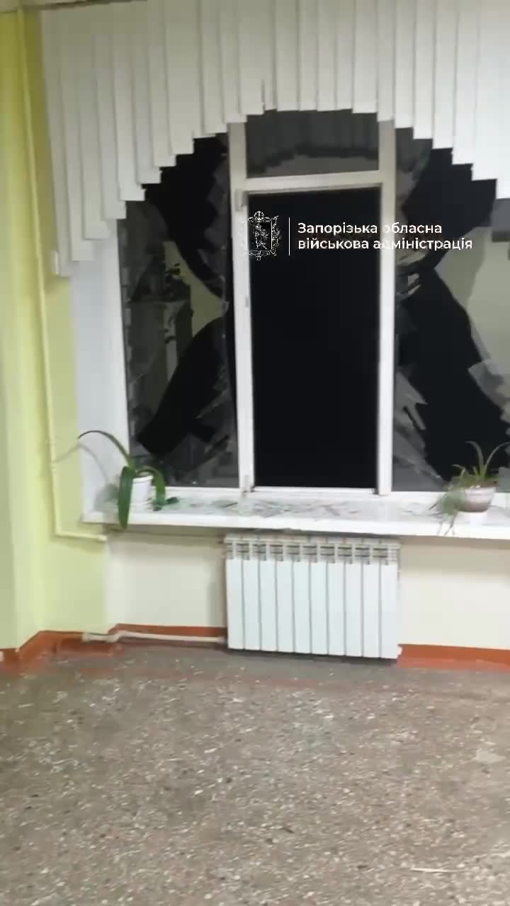 Damage to school in Zaporizhzhia as result of missile strike, a residential house is on fire