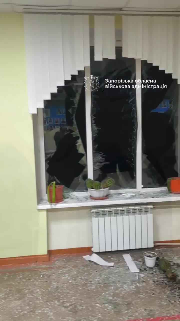 Damage to school in Zaporizhzhia as result of missile strike, a residential house is on fire