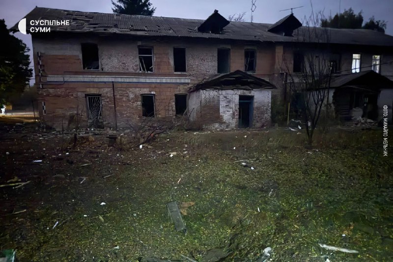 Damage in Stepanivka of Sumy region as result of drones strikes
