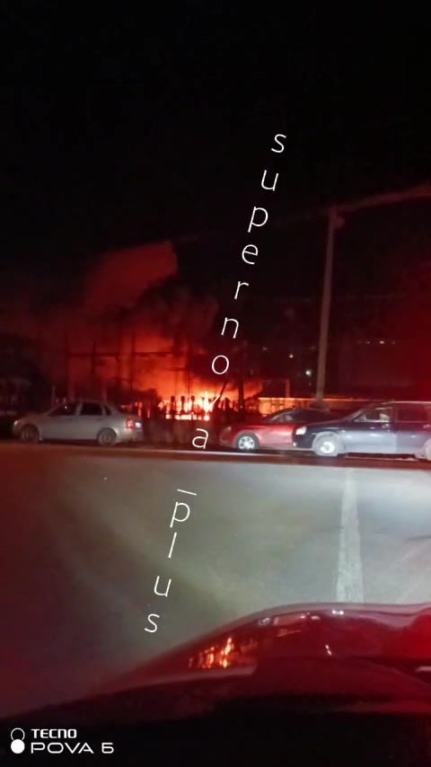 Big fire at substation in Kinel'-Cherkassy, Samara Oblast, possible after drone strike