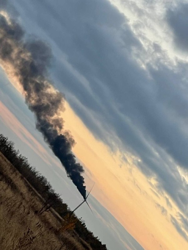 Wind power generator caught fire near Kramatorsk as result of suspected drone strike 