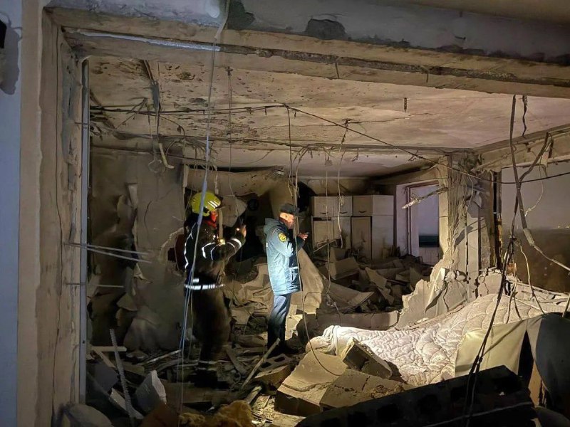 Damage in Krasnogorsk of Moscow region as a suspected drone crashed into residential house