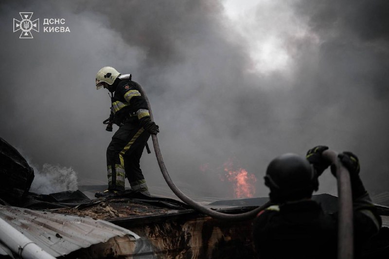 Firefighters using helicopters to extinguish fires in Kyiv