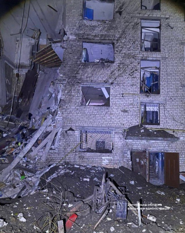 Destruction in Zaporizhzhia as result of Russian attack with missiles and drones