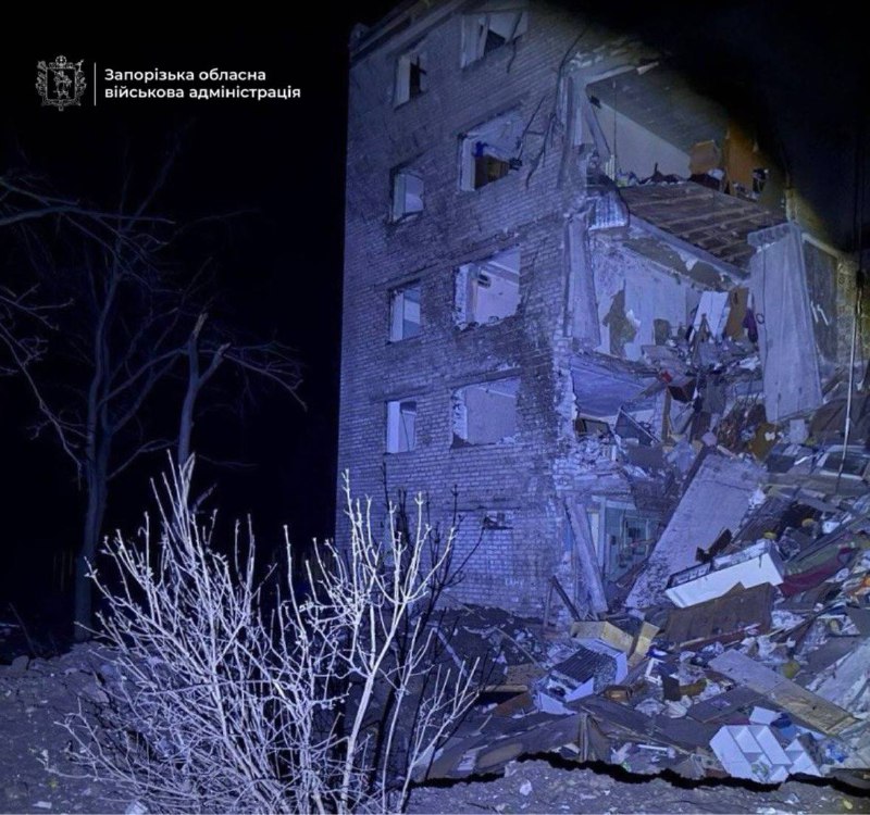 Destruction in Zaporizhzhia as result of Russian attack with missiles and drones