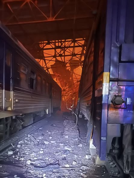 Commuter trains depot was attacked overnight in Dnipro city