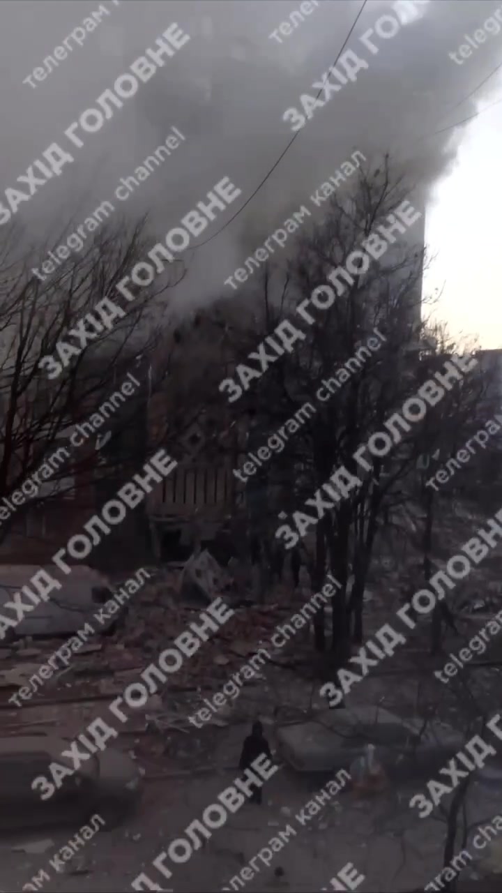 Residential apartments block was partially destroyed as result of Russian attack in Ternopil 