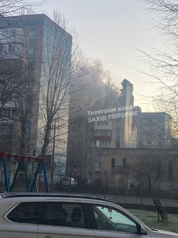 Residential apartments block was partially destroyed as result of Russian attack in Ternopil 
