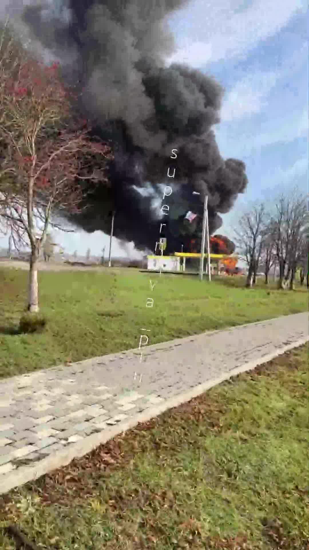 Fire at the fuel station in Valuyki after reported drone strike