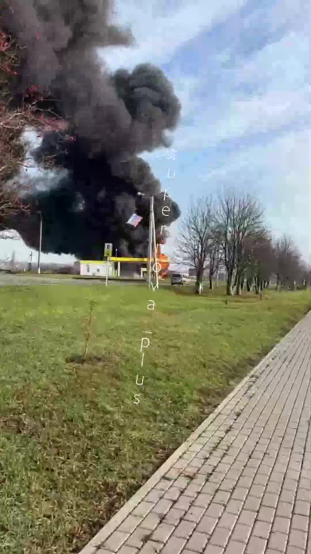 Fire at the fuel station in Valuyki after reported drone strike