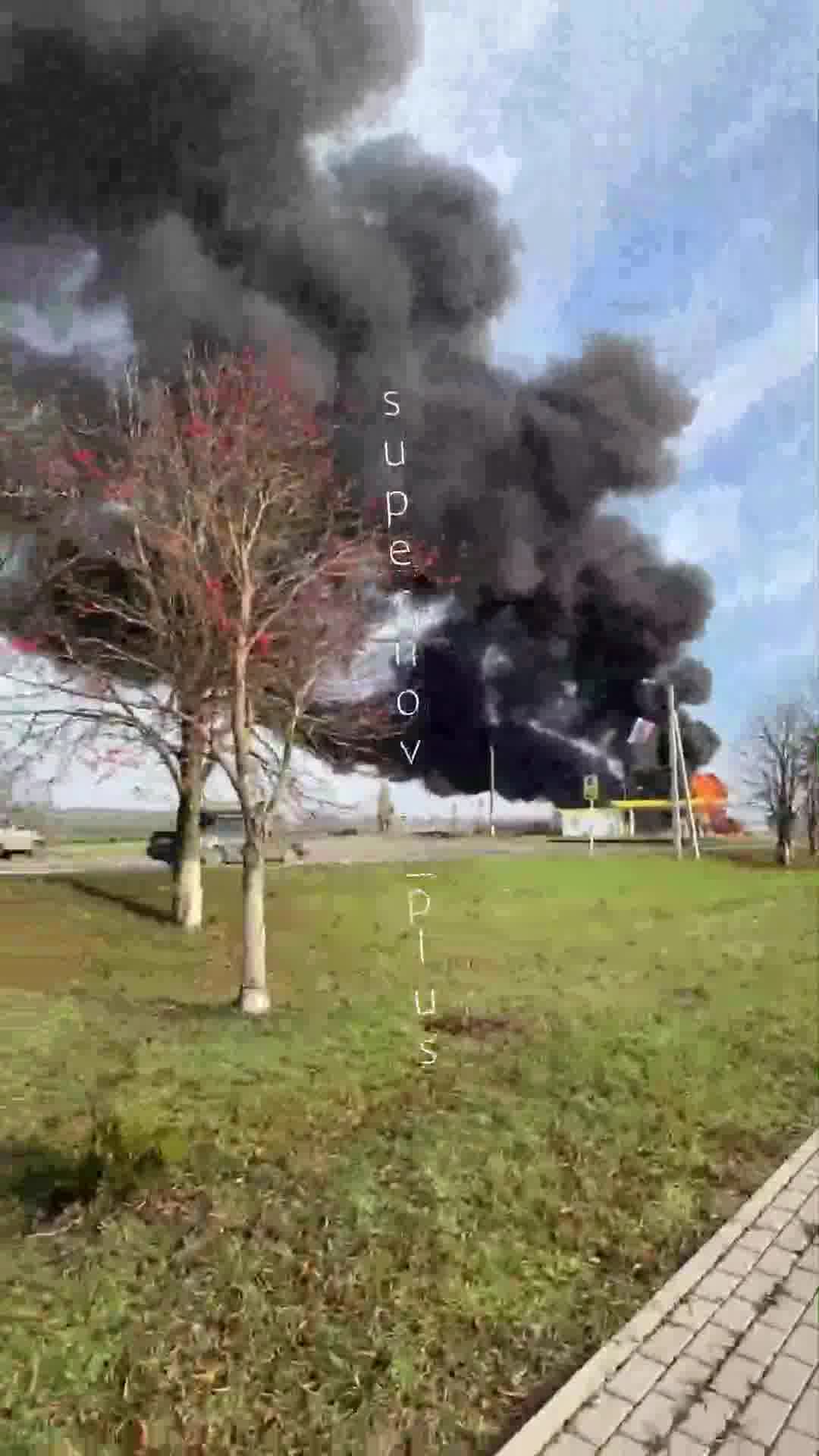 Fire at the fuel station in Valuyki after reported drone strike