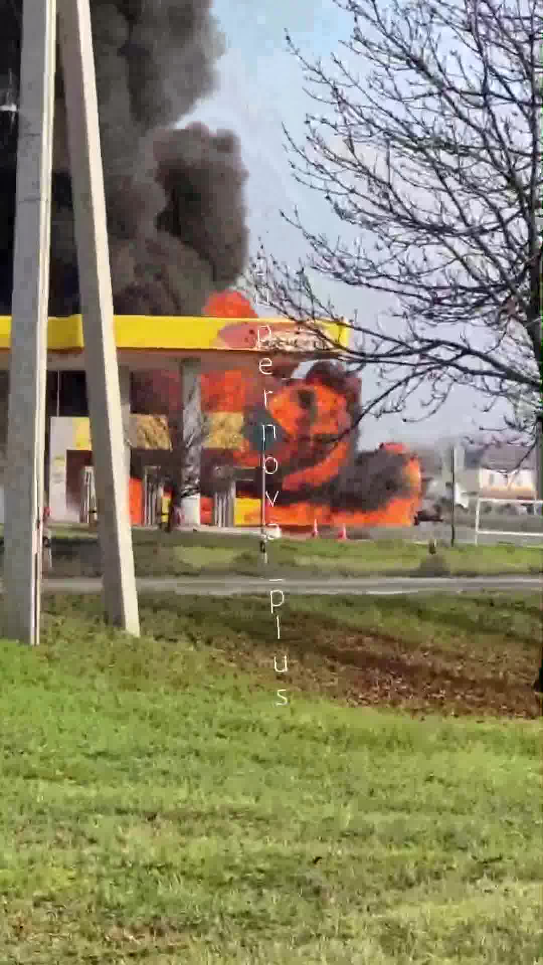 Fire at the fuel station in Valuyki after reported drone strike