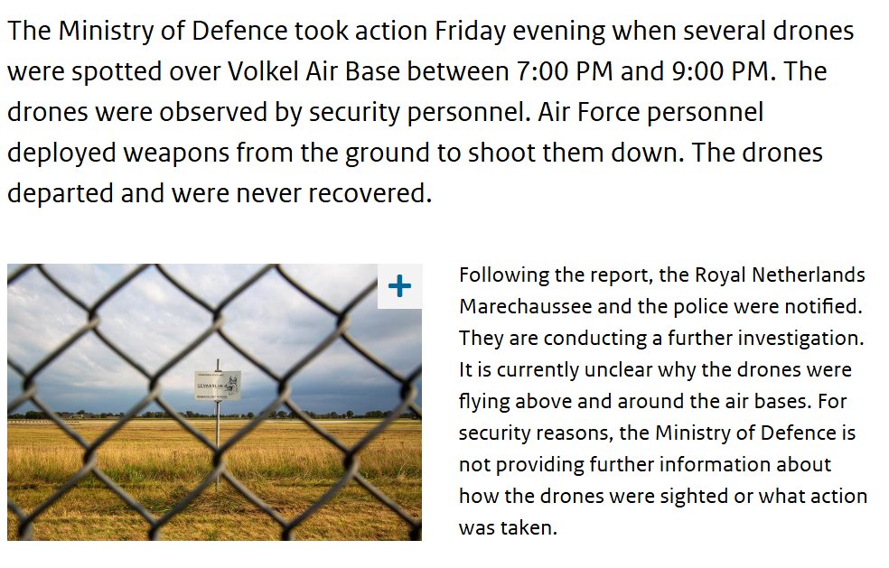 Holandské letectvo spustilo paľbu na drony nad leteckou základňou Volkel v Holandsku