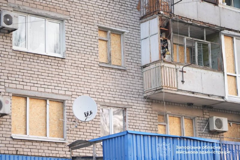 Damage in Zaporizhzhia as result of FPV drone strike