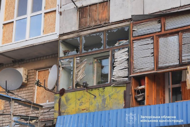 Damage in Zaporizhzhia as result of FPV drone strike