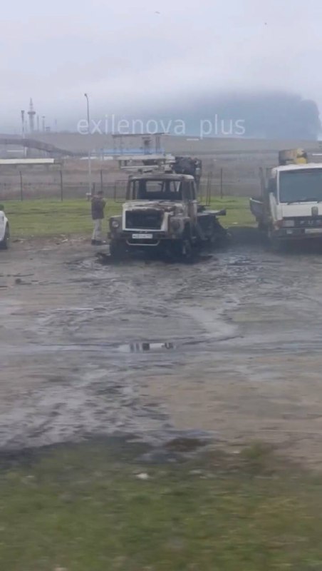 Fire burning in Taman port as result of the overnight attack 