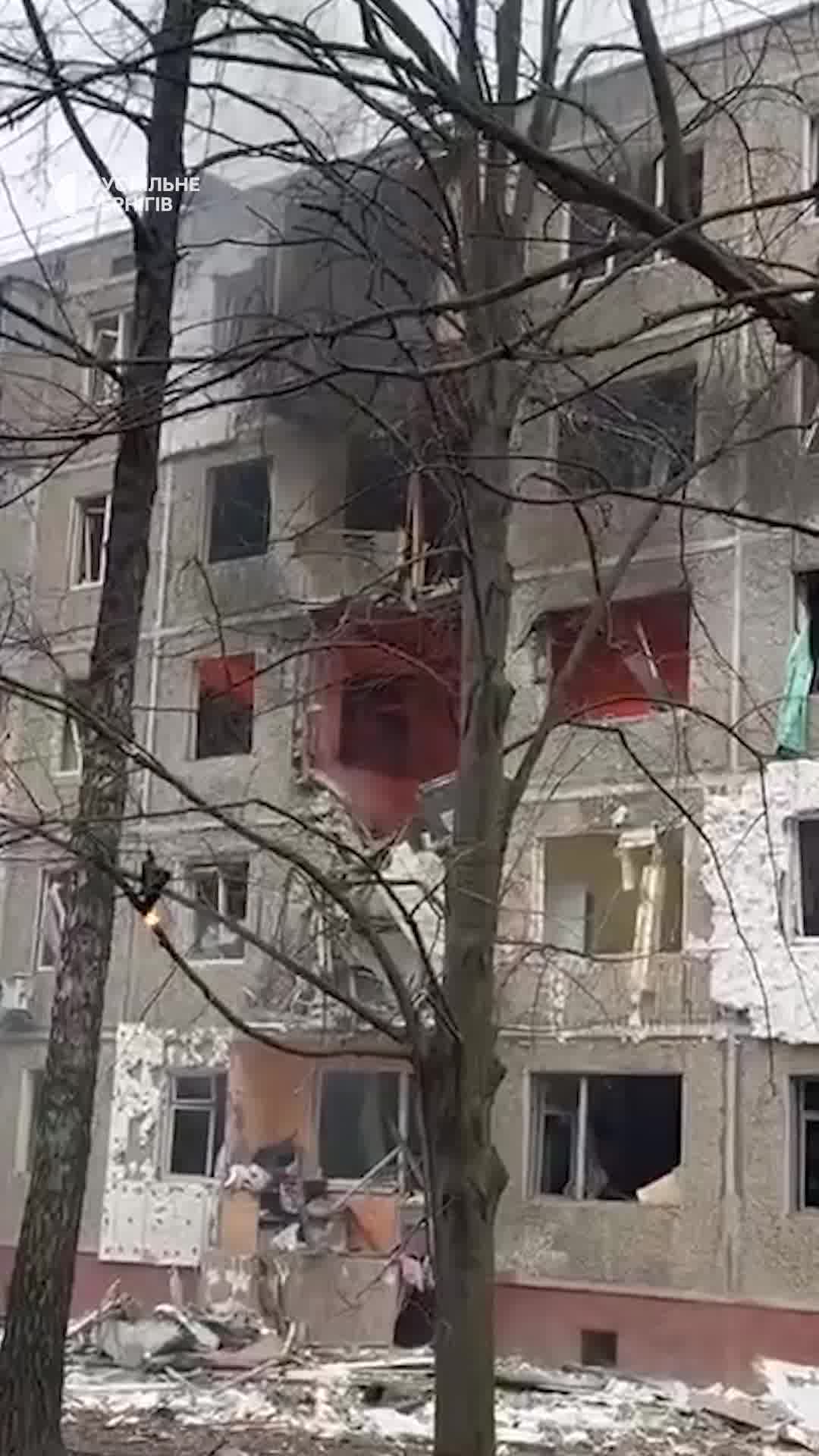 Drone hits residential building in Chernihiv