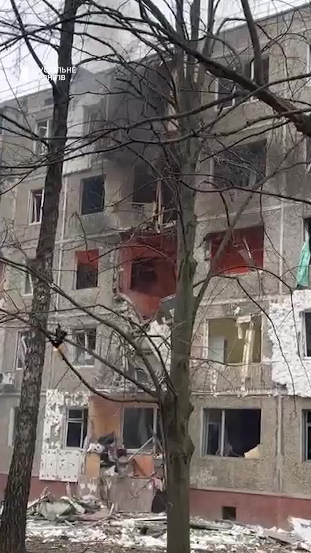 Drone hits residential building in Chernihiv