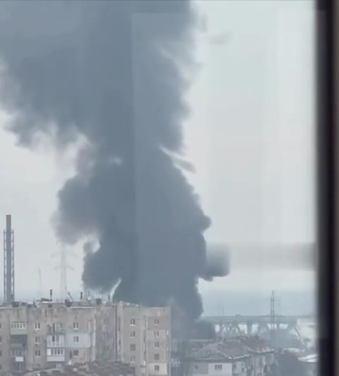 Big fire in Dnipro city after drones strikes