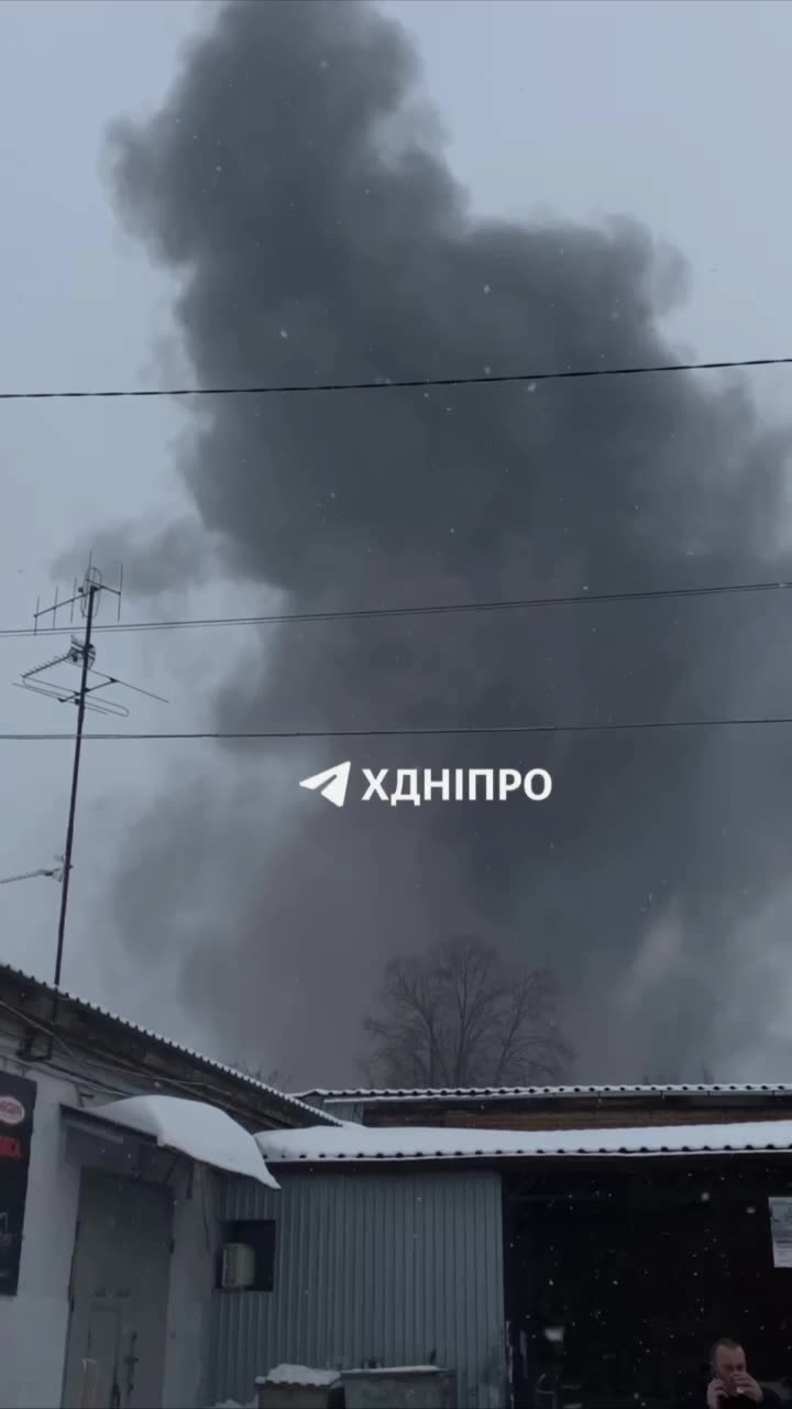 Fire after 2 explosions in Dnipro city