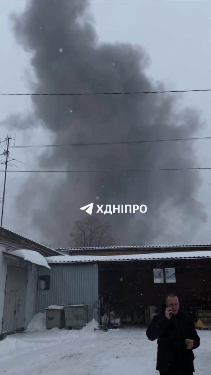 Fire after 2 explosions in Dnipro city
