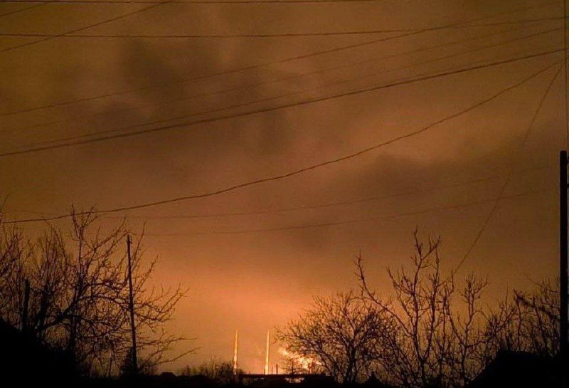 Russian army had targeted power plant in Sloviansk. Big fire started