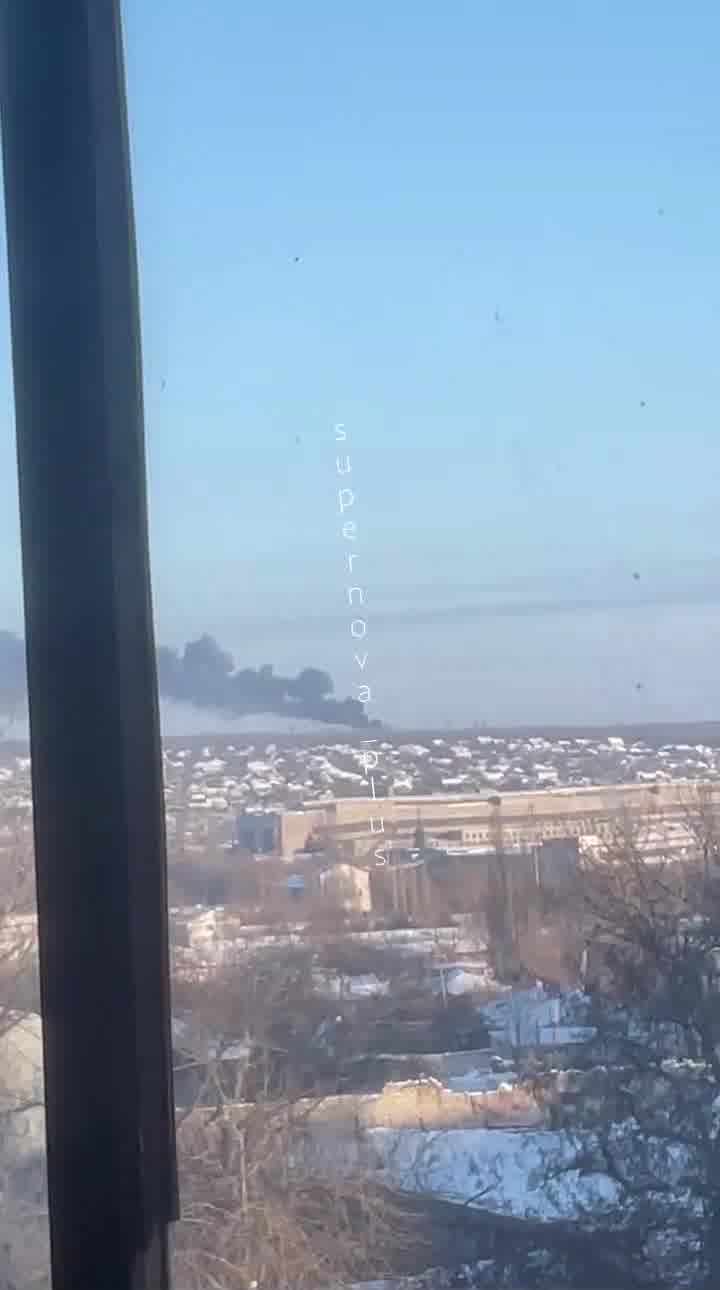Substation is on fire in Luhansk