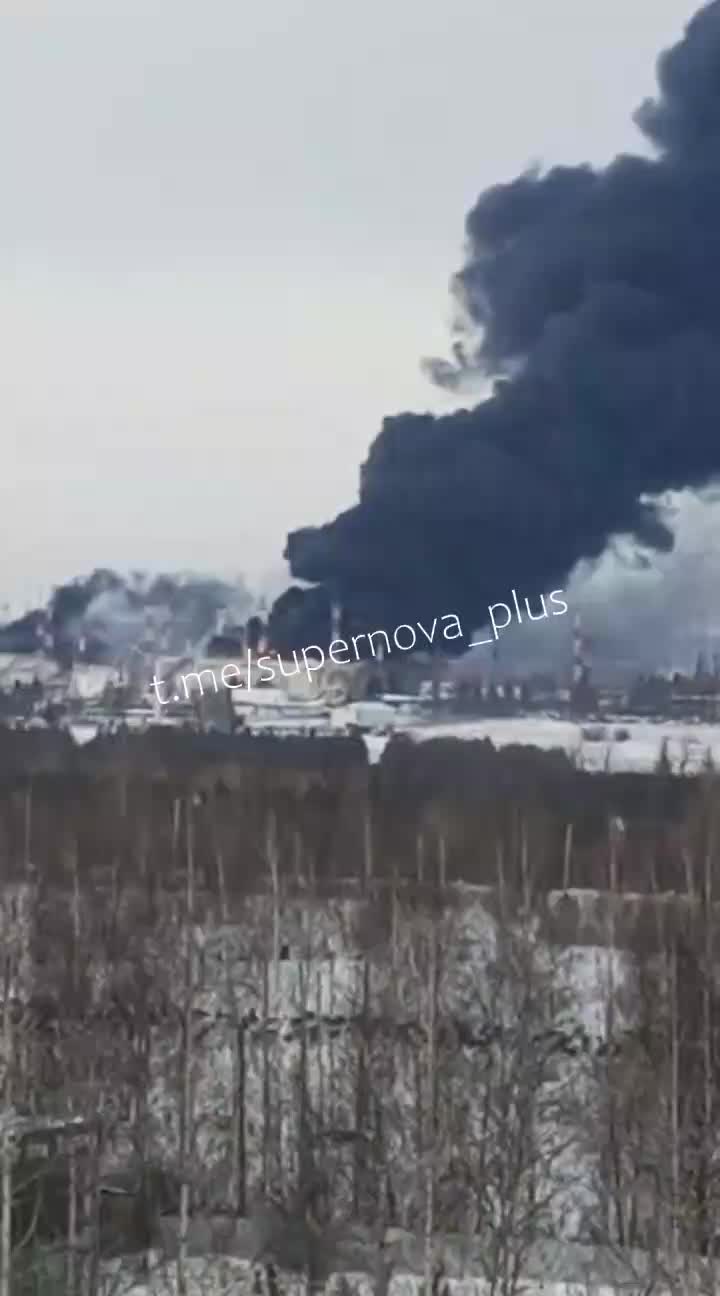 Fire raging at the oil pumping station near Almetyevsk, Tatarstan region