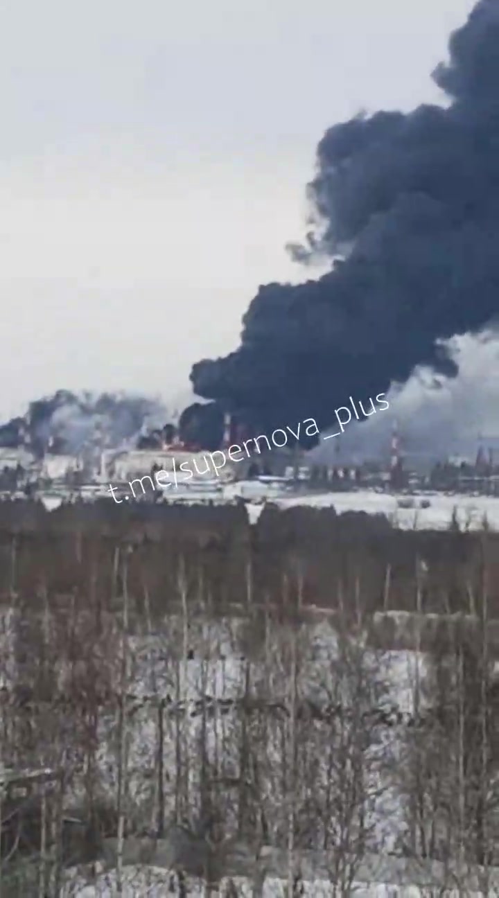 Fire raging at the oil pumping station near Almetyevsk, Tatarstan region