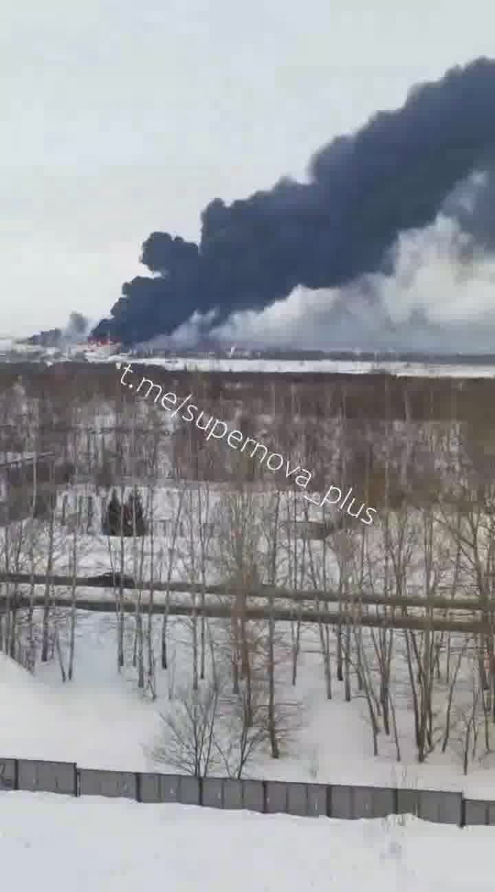 Fire raging at the oil pumping station near Almetyevsk, Tatarstan region