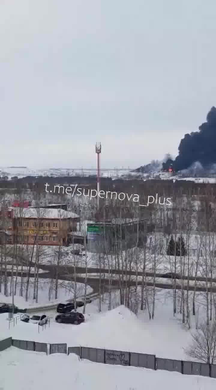 Fire raging at the oil pumping station near Almetyevsk, Tatarstan region