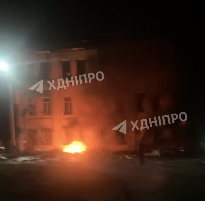 Fire at residential house in Dnipro city, caused by drone debris