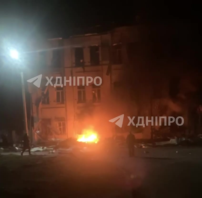 Fire at residential house in Dnipro city, caused by drone debris