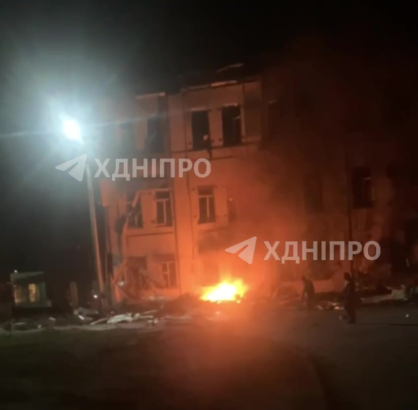 Fire at residential house in Dnipro city, caused by drone debris