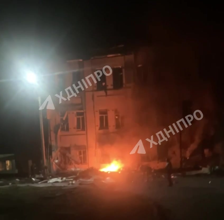 Fire at residential house in Dnipro city, caused by drone debris