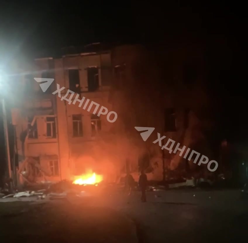 Fire at residential house in Dnipro city, caused by drone debris