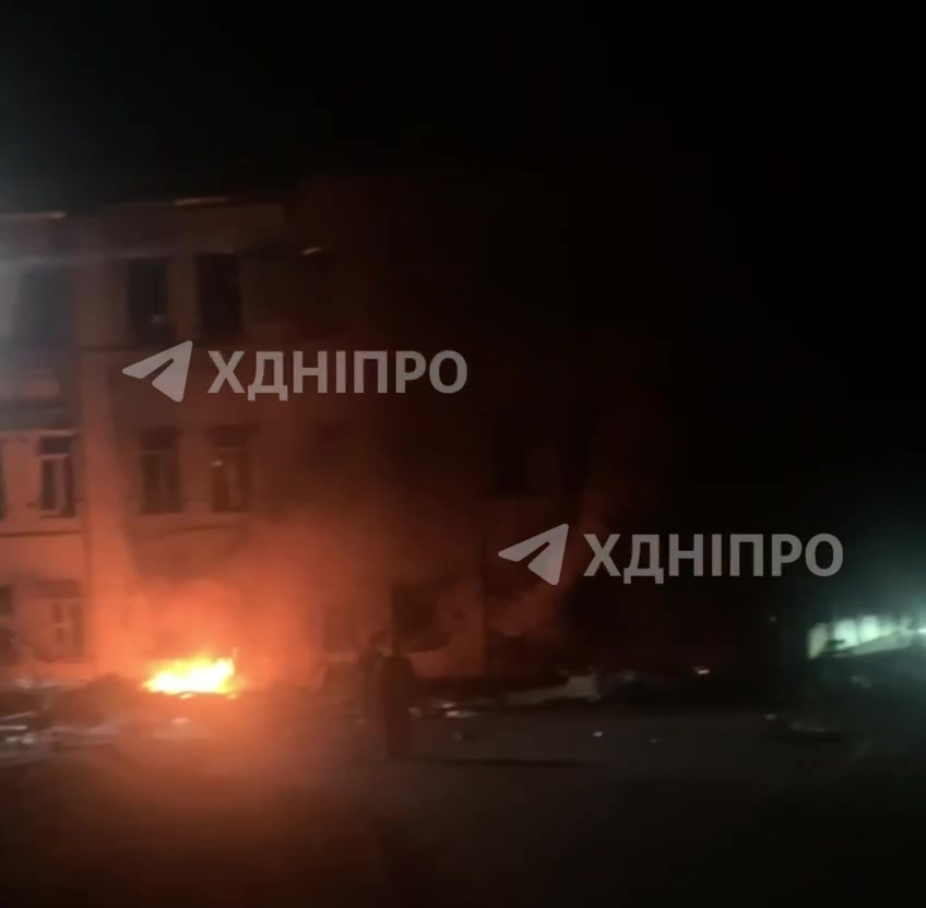Fire at residential house in Dnipro city, caused by drone debris