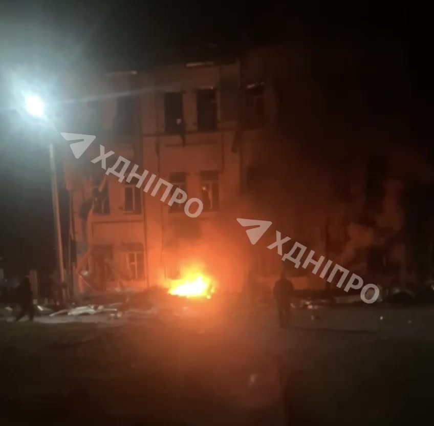 Fire at residential house in Dnipro city, caused by drone debris