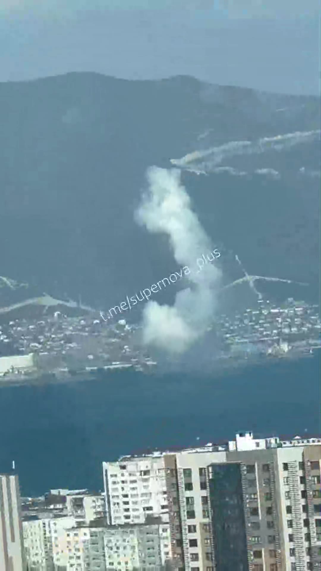 Air defense worked in Novorossiysk, Krasnodar Krai of Russia