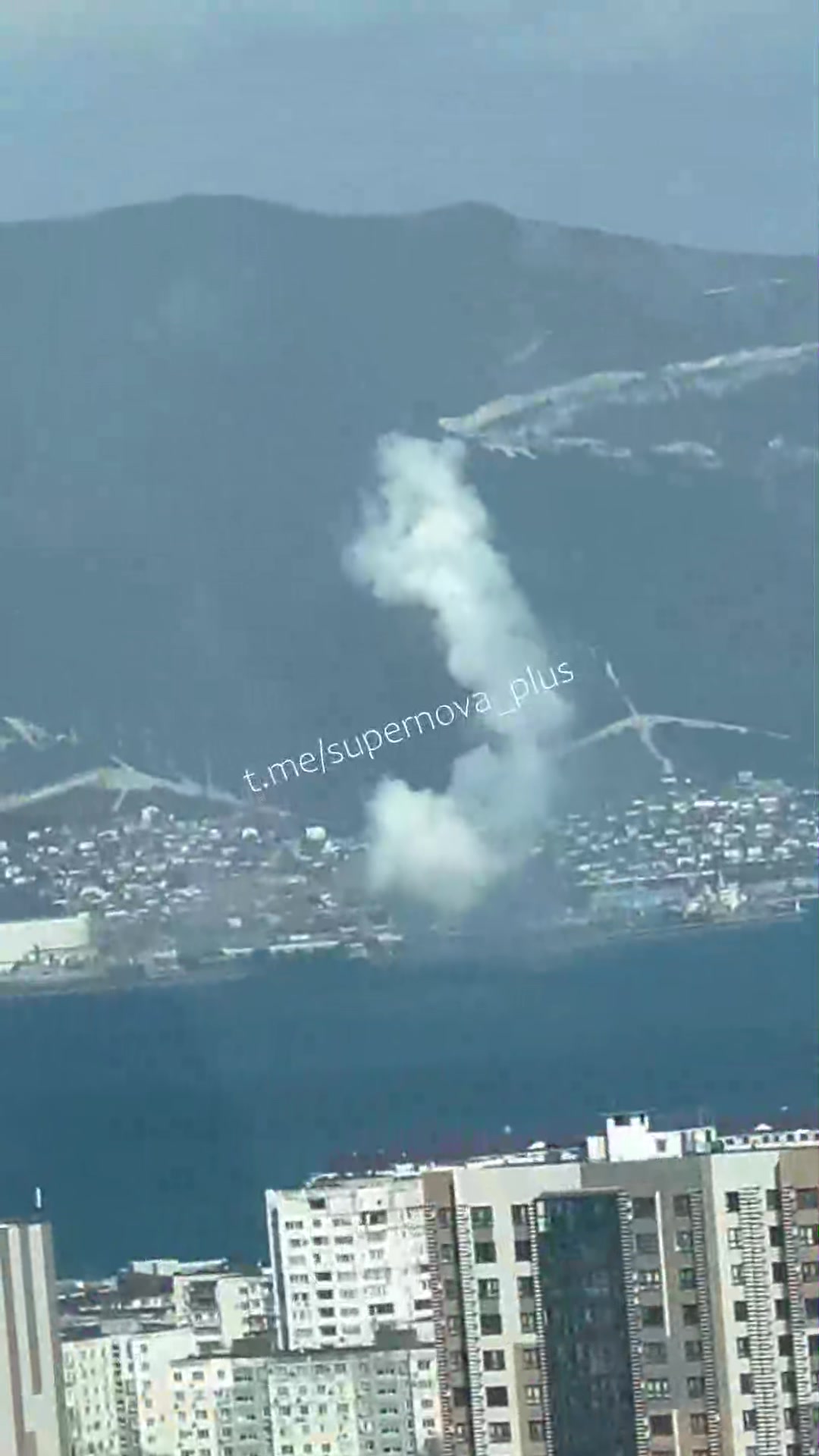 Air defense worked in Novorossiysk, Krasnodar Krai of Russia